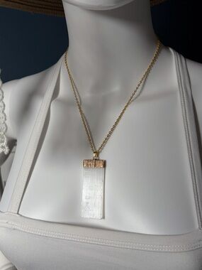 XL Raw Selenite Pendant Necklace